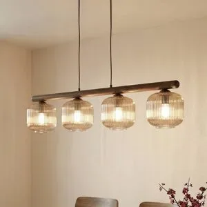 Glas Hängelampe Salvia TK Lighting, dimmbar, Holz dunkel, für Wohn- / Esszimmer, Holz, Pendelleuchte
