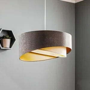 Hängelampe Vivien Maco Design, dimmbar, alu / grau / zink, für Wohn- / Esszimmer, Textil / Stoff / Seide, Modern, Pendelleuchte