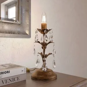Kristall Tischlampe Teresa ONLI, bronze / altmessing, für Wohn- / Esszimmer, Metall, Antik, Tischlampe