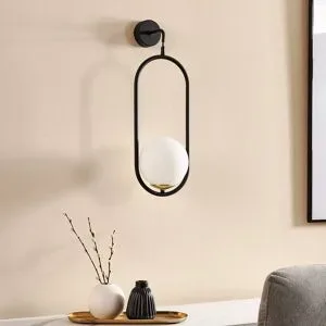 Wandlampe Samba Jupiter, dimmbar, schwarz, für Wohn- / Esszimmer, Glas, Modern, Wandleuchte, Wandlampe Innen