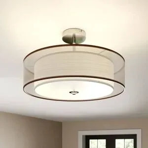 Deckenlampe Pikka Lindby, dimmbar, braun / rost, für Wohn- / Esszimmer, Textil / Stoff / Seide, Modern, Deckenlampe