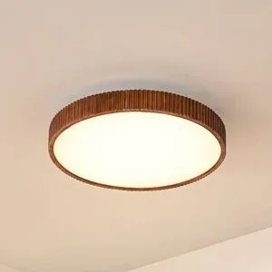 LED Deckenlampe Velua Lindby, dimmbar, Holz dunkel, für Wohn- / Esszimmer, Holz, Modern, LED Deckenleuchte