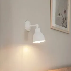 Wandlampe Emoti Euluna, dimmbar, weiß / opal, für Wohn- / Esszimmer, Metall, Industrielles Design, Wandleuchte, Wandlampe Innen
