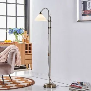 Stehlampe Otis Lindby, für Wohn- / Esszimmer, Glas, Antik, Stehlampe