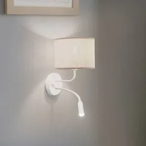 Wandlampe Roller Duolla, weiß / opal, für Wohn- / Esszimmer, Metall, Wandleuchte, Wandlampe Innen