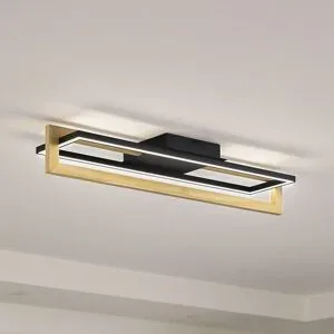 LED Deckenlampe Holamu Lindby, schwarz, für Wohn- / Esszimmer, Aluminium, Modern, LED Deckenleuchte