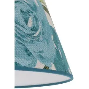 Lampenschirm Sofia Höhe 15,5cm Blumenmuster türkis Duolla, blau, Textil / Stoff / Seide