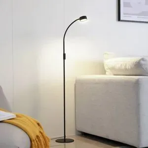 Stehlampe Maori Lindby, dimmbar, schwarz, für Arbeitszimmer / Büro, Metall, Modern, Stehlampe