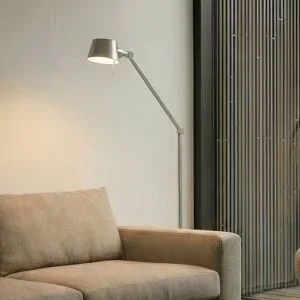 Stehlampe Silka Lucande, alu / grau / zink, für Arbeitszimmer / Büro, Metall, Modern, Stehlampe