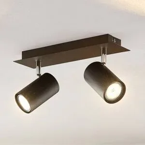Lindby Deckenstrahler Joffrey, 31 cm, 2-flg., schwarz, GU10 Joffrey Lindby, dimmbar, schwarz, für Wohn- / Esszimmer, Metall, Modern, Strahler
