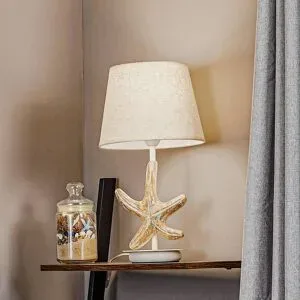 Tischlampe Stellina ONLI, creme / amber, für Wohn- / Esszimmer, Textil / Stoff / Seide, Maritim, Tischlampe