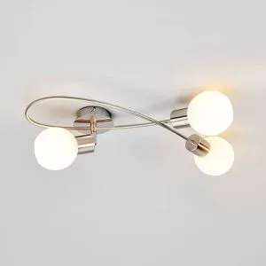 Deckenlampe Elaina Lindby, dimmbar, alu / grau / zink, für Wohn- / Esszimmer, Metall, Modern, Deckenlampe