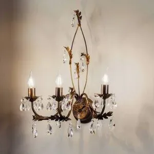 Kristall Wandlampe Teresa ONLI, dimmbar, bronze / altmessing, für Wohn- / Esszimmer, Metall, Antik, Wandleuchte, Wandlampe Innen