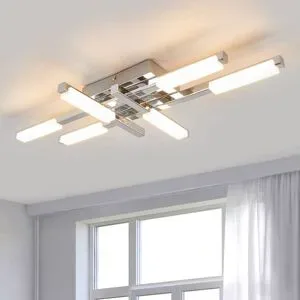Deckenlampe Patrik Lindby, chrom / silber, für Badezimmer, Metall, Modern, Deckenlampe