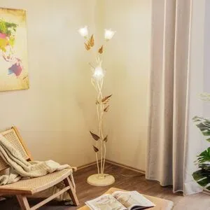 Stehlampe Vanda ONLI, creme / amber, für Wohn- / Esszimmer, Metall, Florentiner, Stehlampe