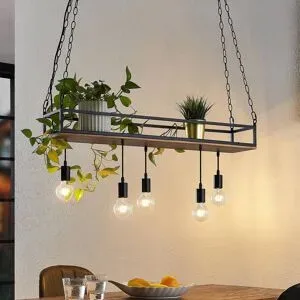 Hängelampe Kirista Lindby, dimmbar, schwarz, für Wohn- / Esszimmer, Metall, Vintage, Pendelleuchte