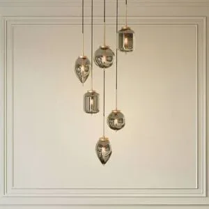 Glas Hängelampe Elani Lucande, dimmbar, schwarz, für Wohn- / Esszimmer, Glas, Modern, Pendelleuchte