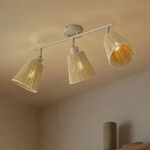 Deckenlampe Anuva Lindby, dimmbar, creme / amber, für Wohn- / Esszimmer, Papier / Lunolit / Lunopal, Skandinavisch, Deckenlampe