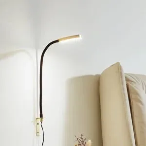 Wandlampe Flexola Lindby, dimmbar, schwarz, für Schlafzimmer, Metall, LED Wandleuchte, Wandlampe Innen