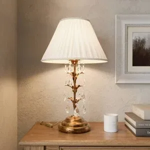 Kristall Tischlampe Teresa ONLI, bronze / altmessing, für Wohn- / Esszimmer, Metall, Antik, Tischlampe