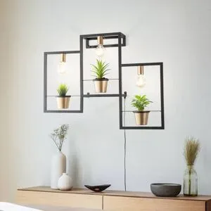 Wandlampe Flores Luminex, dimmbar, schwarz, für Wohn- / Esszimmer, Metall, Modern, Wandleuchte, Wandlampe Innen