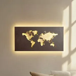 Wandlampe World Lucande, braun / rost, für Wohn- / Esszimmer, Metall, Modern, LED Wandleuchte, Wandlampe Innen