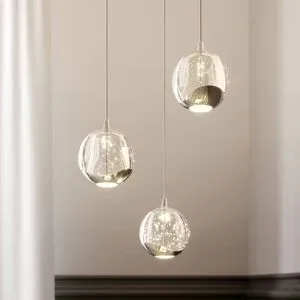 Glas Hängelampe Hayley Lucande, klar / transparent, für Wohn- / Esszimmer, Glas, Modern, Pendelleuchte