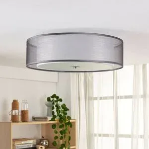 Deckenlampe Tobia Lindby, dimmbar, alu / grau / zink, für Wohn- / Esszimmer, Textil / Stoff / Seide, Modern, Deckenlampe