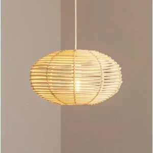 Euluna Holz Hängelampe RATTAN Nowodvorski Lighting, dimmbar, Holz hell, für Wohn- / Esszimmer, Holz, Pendelleuchte