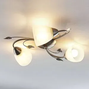 Deckenlampe Yannie Lindby, dimmbar, alu / grau / zink, für Wohn- / Esszimmer, Metall, Antik, Deckenlampe