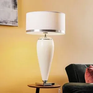 Tischlampe Lund Argon, weiß / opal, für Wohn- / Esszimmer, Textil / Stoff / Seide, Modern, Tischlampe