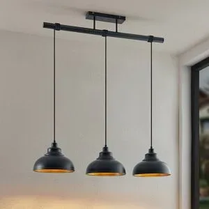 Hängelampe Emna Lindby, dimmbar, schwarz, für Wohn- / Esszimmer, Metall, Vintage, Pendelleuchte