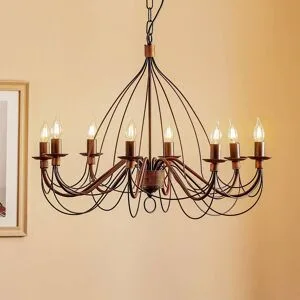 Kronleuchter Fiamma ONLI, dimmbar, braun / rost, für Wohn- / Esszimmer, Metall, Landhaus / Rustikal, Kronleuchter