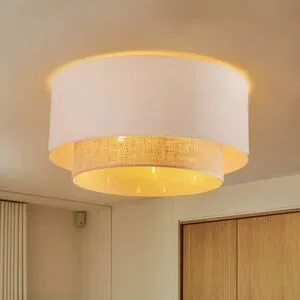 Deckenlampe Boho Duolla, dimmbar, creme / amber, für Schlafzimmer, Textil / Stoff / Seide, Deckenlampe