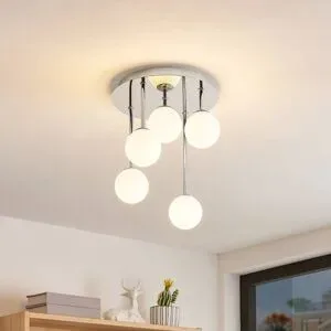 Deckenlampe Chrissy Lindby, dimmbar, chrom / silber, für Wohn- / Esszimmer, Metall, Modern, Deckenlampe