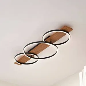 LED Deckenlampe Galad Lindby, dimmbar, Holz hell, für Wohn- / Esszimmer, Holz, Modern, LED Deckenleuchte
