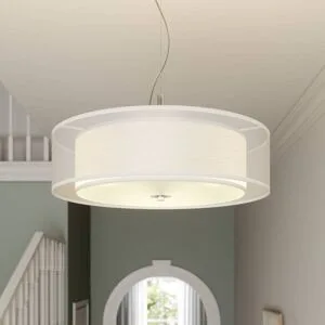 Hängelampe Pikka Lindby, dimmbar, weiß / opal, für Wohn- / Esszimmer, Textil / Stoff / Seide, Modern, Pendelleuchte