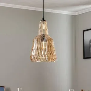Glas Hängelampe Belarion Lindby, dimmbar, creme / amber, für Wohn- / Esszimmer, Glas, Vintage, Pendelleuchte