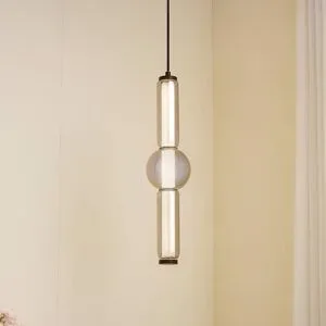Hängelampe Savete Lucande, alu / grau / zink, für Wohn- / Esszimmer, Glas, Modern