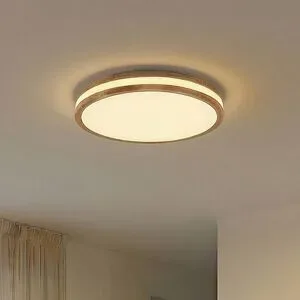 Deckenlampe Emiva Lindby, dimmbar, Holz hell, für Wohn- / Esszimmer, Holz, Modern, Deckenlampe