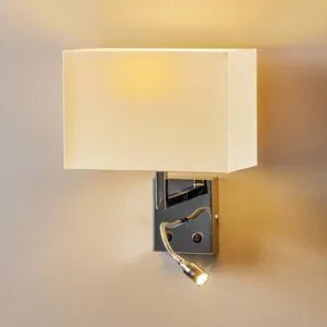 Euluna Wandlampe Hotel LED Nowodvorski Lighting, weiß / opal, für Schlafzimmer, Textil / Stoff / Seide, Wandleuchte, Wandlampe Innen
