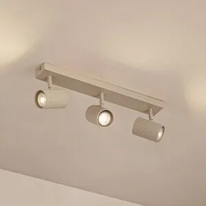 Lindby Deckenspots Kardis, beige, 3-flg., Metall, GU10 Kardis Lindby, dimmbar, creme / amber, für Flurbereich, Aluminium, Modern, Strahler
