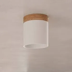 Deckenspot Rif, weiß, Ø 12 cm, Holz, Aluminium Rif SOLLUX LIGHTING, dimmbar, weiß / opal, für Flurbereich, Aluminium, Strahler