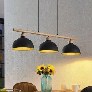 Hängelampe Tirzana Lindby, dimmbar, schwarz, für Wohn- / Esszimmer, Metall, Vintage, Pendelleuchte