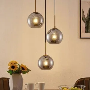 Hängelampe Jurian Lindby, dimmbar, alu / grau / zink, für Wohn- / Esszimmer, Glas, Modern, Pendelleuchte