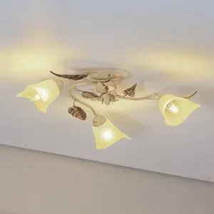Deckenlampe Vanda ONLI, dimmbar, creme / amber, für Wohn- / Esszimmer, Metall, Florentiner, Deckenlampe