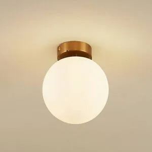 Deckenlampe Bidolo Lucande, dimmbar, messing / gold, für Badezimmer, Glas, Deckenlampe