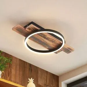 LED Deckenlampe Sentoa Lindby, dimmbar, Holz hell, für Wohn- / Esszimmer, Holz, Modern, LED Deckenleuchte