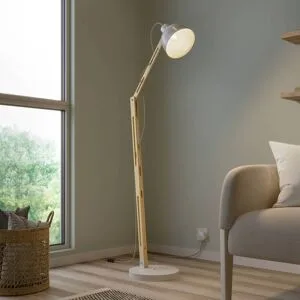 Stehlampe Skansen Lamkur, Holz hell, für Wohn- / Esszimmer, Holz, Industrielles Design, Stehlampe