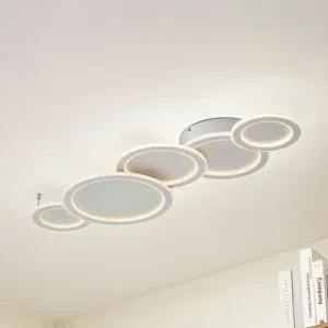LED Deckenlampe Diala Lucande, dimmbar, weiß / opal, für Wohn- / Esszimmer, Kunststoff, Modern, LED Deckenleuchte